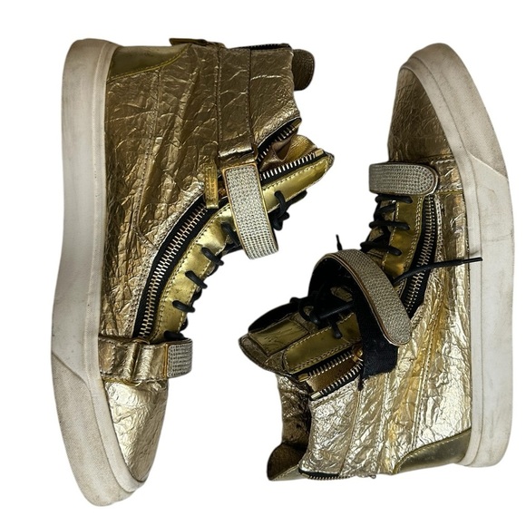Giuseppe Zanotti gold Metallic Leather High-Top Sneakers ($1,090) main image 13